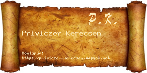 Priviczer Kerecsen névjegykártya